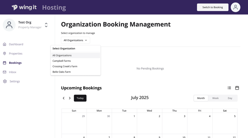 WingIt marketplace search and booking experience