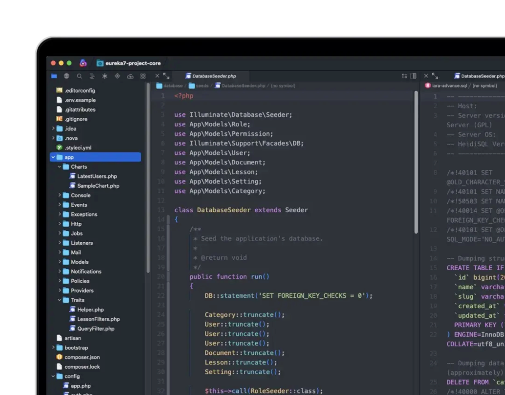 Custom software development dashboard in laptop mockup