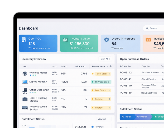 Custom ERP development platform interface