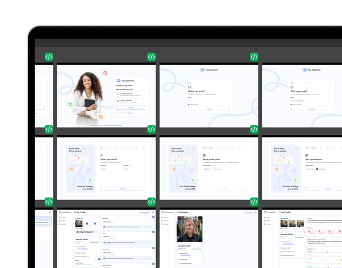 Web application design and development screenshots